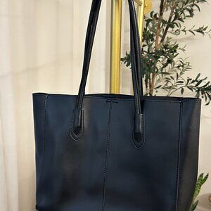 London Bag - PU Tote With Mini Insert Pouch in Black
